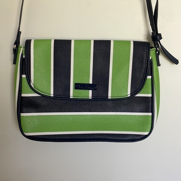 Vera Bradley Striped Crossbody Bag Green/Navy - Picture 2 of 7